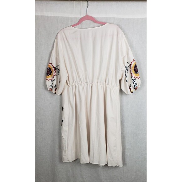 SHEIN Dress Womens XL Boho Floral Print Puff Sleeve V Neck Multicolor Festival - Picture 2 of 10